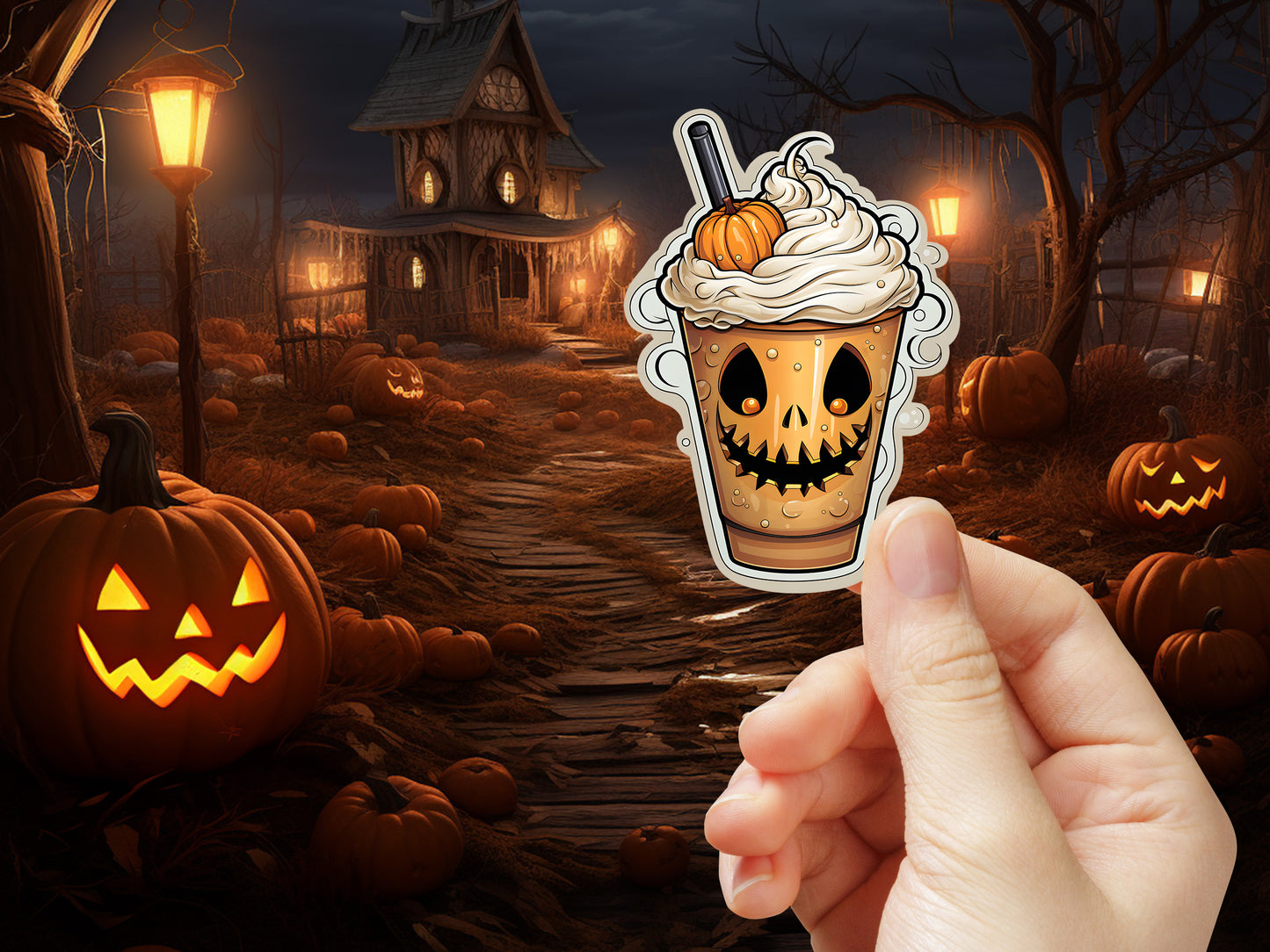 Halloween Pumpkin Frap Sticker