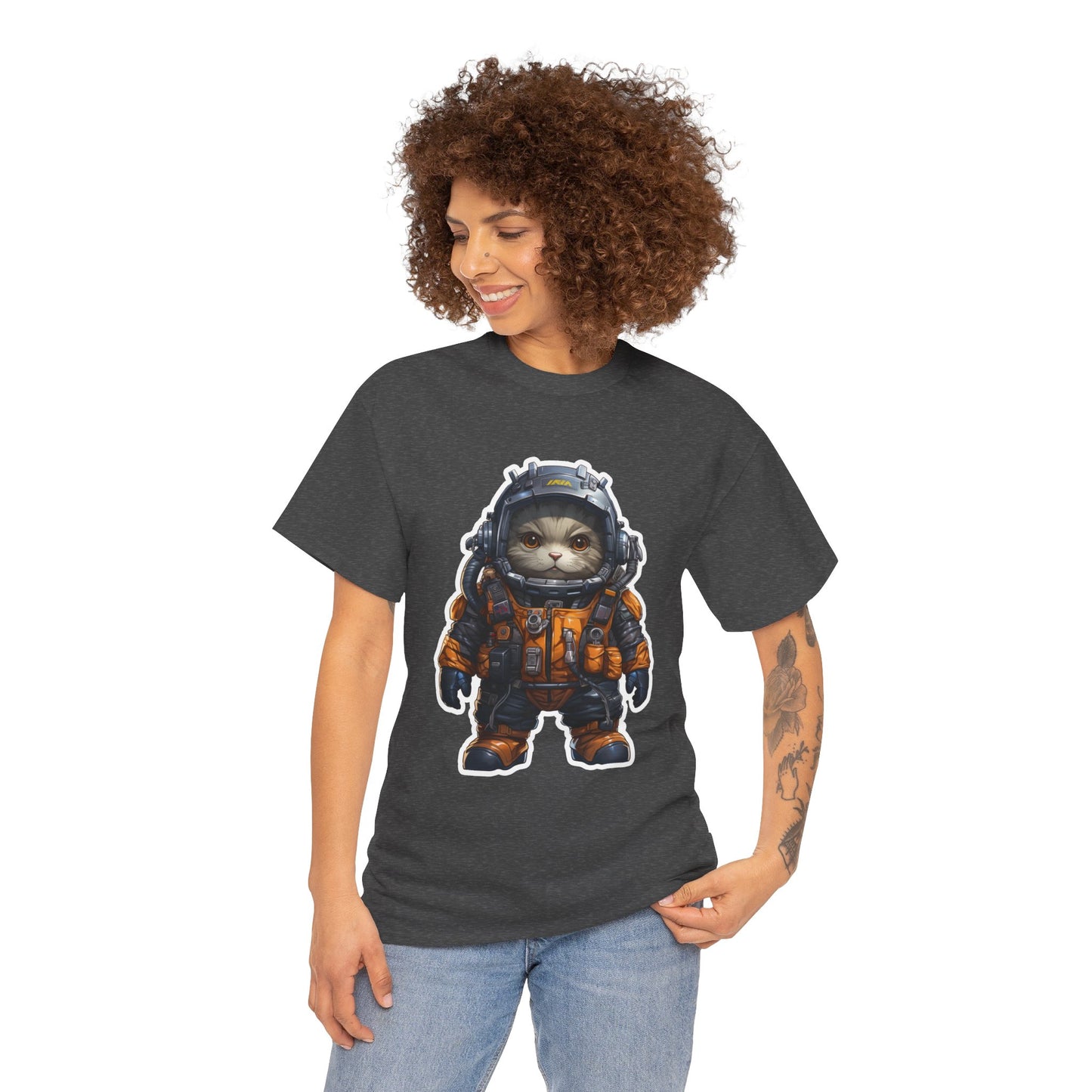 Unisex T Shirt, Commander Purr Unisex Heavy Cotton Tee