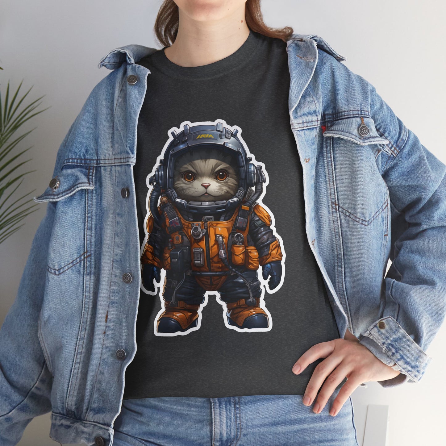 Unisex T Shirt, Commander Purr Unisex Heavy Cotton Tee