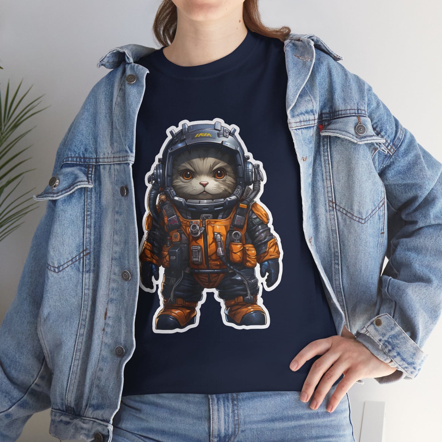 Unisex T Shirt, Commander Purr Unisex Heavy Cotton Tee