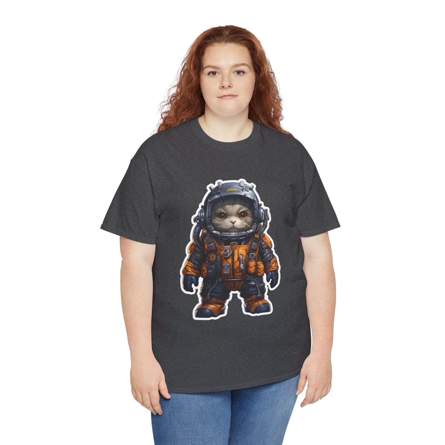 Unisex T Shirt, Commander Purr Unisex Heavy Cotton Tee