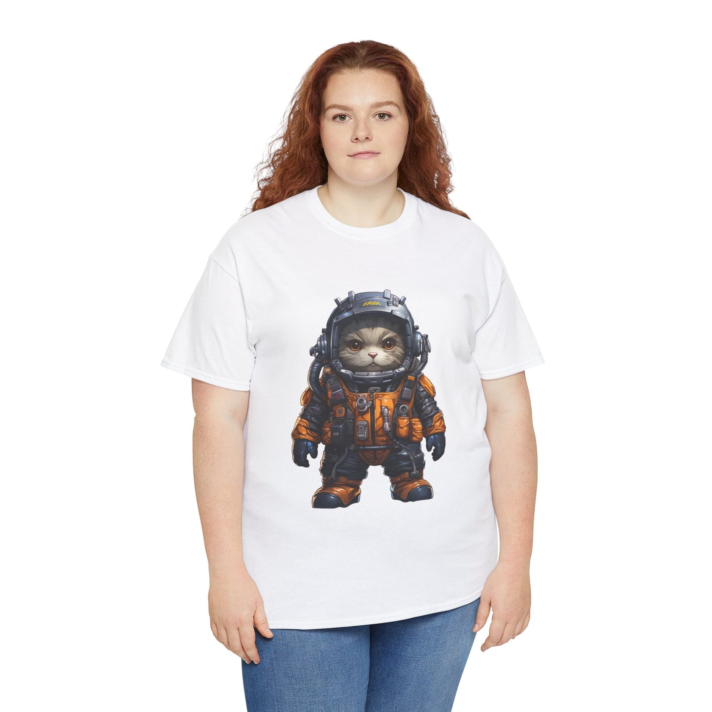 Unisex T Shirt, Commander Purr Unisex Heavy Cotton Tee