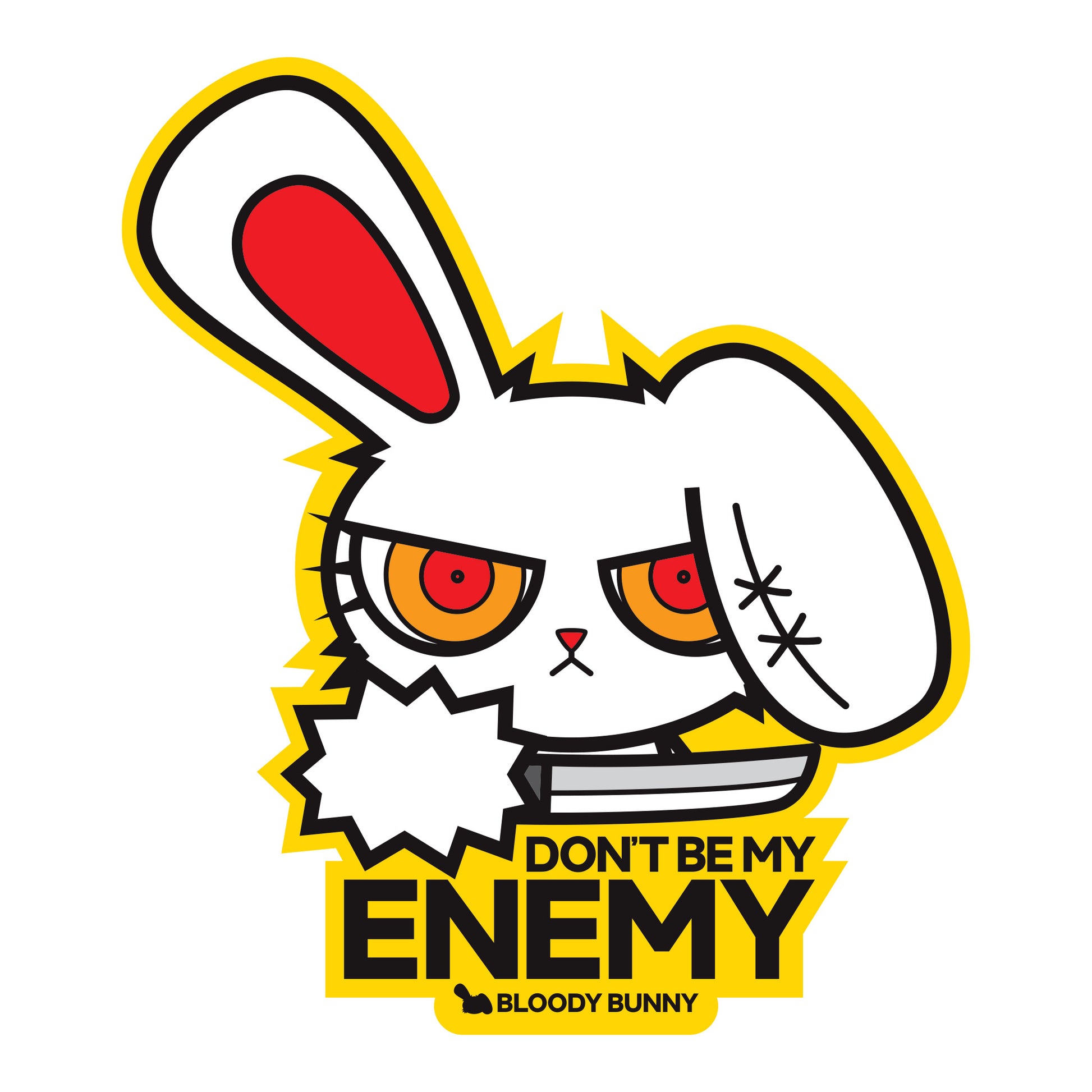 Licensed Bloody Bunny Sticker, Bloody Bunny Don't Be My Enemy