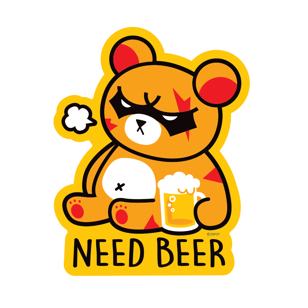 Serious Kuma Need Beer Sticker