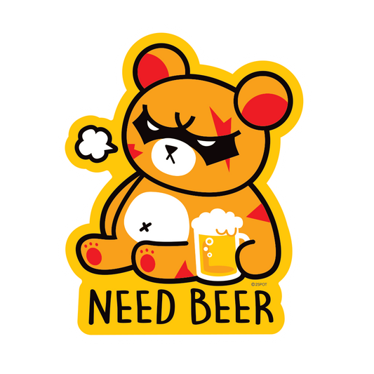 Serious Kuma Need Beer Sticker